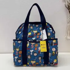 LeSportsac スヌーピー リュック ネイビー 総柄 - メルカリ