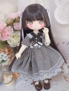 モノクロワンピース／1/6ドール服のサムネイル
