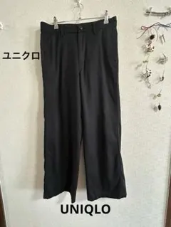 UNIQLOユニクロ　チノワイドパンツ　黒　ブラック　L