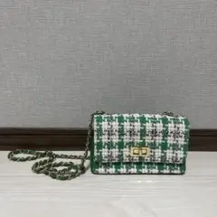 緑と白のツイードショルダーバッグのサムネイル
