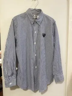 美品 PLAY COMME des GARÇONS 刺繍 ストライプシャツ Mのサムネイル