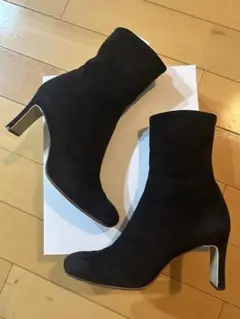 DIANA ダイアナ　ブラック スエード ショートブーツ ヒール7cm 24.0