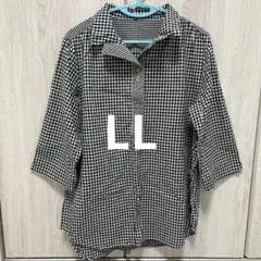 レディース大きいサイズLL 黒チェックシャツ
