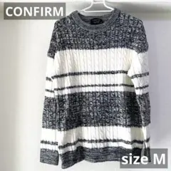 CONFIRM コンファーム　長袖ニットセーター　サイズM ストライプ