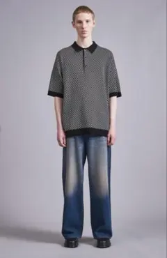 希少】極美品 LACOSTE ポロシャツ 別注 モノグラム ジャカード L