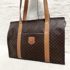 美品 セリーヌ マカダム柄 トリオンフ ショルダーバッグ トートバッグ 大容量