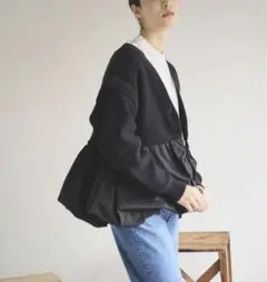 ジェマアトリエ　jemma.atelier バルーンドッキングカーディガン　黒