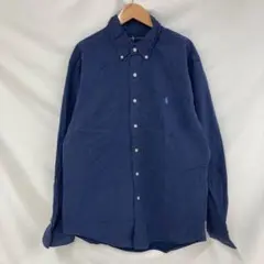 G*U様 E65 ラルフローレン　L　アメリカ古着　無地コットン　長袖シャツ　ブ
