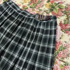 【美品】　Samansa Mos2 チェックロングプリーツスカート