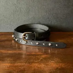 ウエスタンナローロングベルト 真鍮ニッケル サドルブラックS字