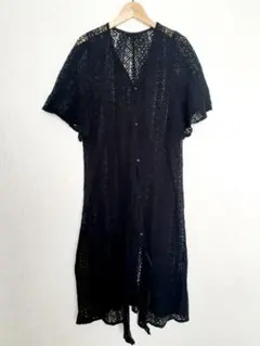 INGNI★半袖レースロングカーディガン★黒★M