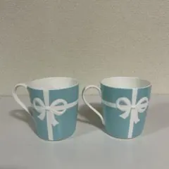 【人気ブランド】ティファニー リボンマグカップ 2個セット