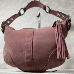 あ*送様 COACH スエード ショルダーバッグ ピンク - メルカリ