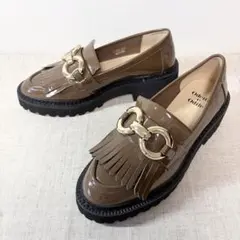 試着程度] MANA メタリック 厚底 フリンジ ローファー 24.5cm - メルカリ