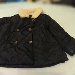 ファー付きブラック中綿コート