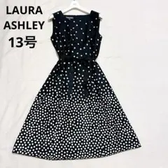 美品✨ローラアシュレイ 水玉 ドット フレア ワンピース Aライン 大きい 黒