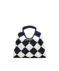 MARNI MARKET テクニカルウール製ダイヤモンドバッグ ネイビーホワイト 