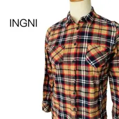 INGNI イング レディースネルシャツ チェック柄 長袖 茶/黒/赤【M】