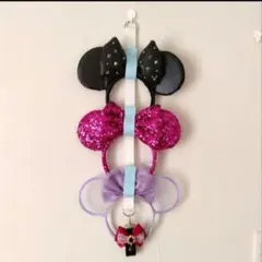 #9 壁掛け カチューシャ収納ベルト　カチューシャホルダー　リボン　ディズニー