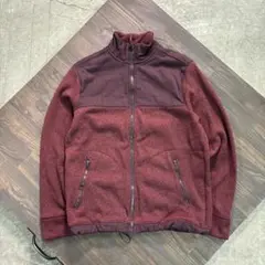 7AS5 異素材　ジップアップブルゾン　えんじ　M 古着used