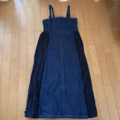 デニムプリーツサロペット