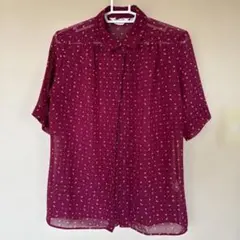 KORET OF CALIFORNIA 半袖ブラウス シアーシャツボルドー 総柄のサムネイル