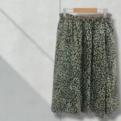 【レディース】スカート ベロア素材 総柄 ウエストゴム 秋冬 フレアスカート