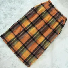 w closet タイトスカート バックスリット ブラウン チェック柄 サイズFのサムネイル