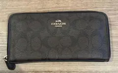 COACH シグネチャー ラウンドファスナー 長財布 ブラック - メルカリ