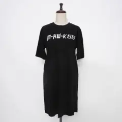 美品 DIESEL 立体ロゴ刺繍 Tシャツワンピース 黒 サイズXS*OD422