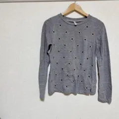 xhiliration 【M】 グレー長袖Tシャツ ビジュー レディース