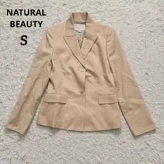 ナチュラルビューティー シルク混 テーラードジャケット ライトベージュ 入学式