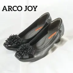 ☆美品☆ARCOJOY パンプス 23.5cm ウェッジソール レザー フラワー