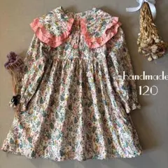 ハンドメイド⚚ ❁⃘* ミモザフラワー柄⑅ 洋書の女の子のワンピース120