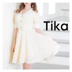 【美品】Tika ラメ×ツイード フレアワンピースミニドレス ガーリードレス