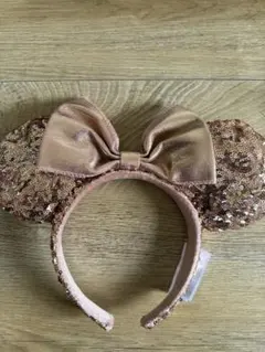 スパンコール ミッキーヘアカチューシャ　 ローズゴールド