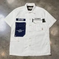 AVIREX U.S.NAVY SEALs ミリタリー リメイク 半袖シャツ 白のサムネイル