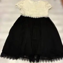 CatherineCottageレーストップスシフォンワンピース　140 白黒