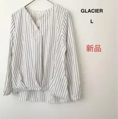 【新品　タグ付き】グラシア　ハニーズ　長袖ブラウス　ストライプ　裾タック　L