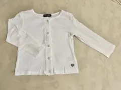 【BeBe】長袖 カーディガン 無地 白 綿100% ワンポイントロゴ