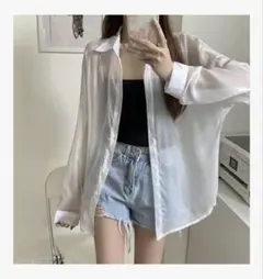 u*3様 シアーシャツ　ホワイト