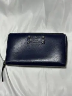 kate spade ケイトスペード長財布 ネイビー ラウンドファスナー
