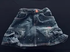 メゾピアノ　100 デニム フリルスカート 裏起毛