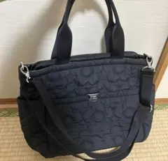 マリークワント　バッグ　キルティング　ロゴ　デイジー　ブラック　大きめ　2way