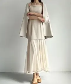 Louere 裾シアーチュールマーメイドキャミワンピース