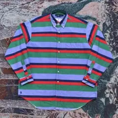 90s Ralph Lauren ラルフ マルチボーダー ボタンダウンシャツ