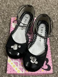 ブラックフォーマルシューズ リボンビジュー付き　19cm エニィファム