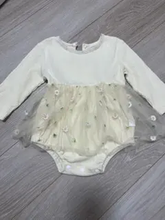 花柄 チュールロンパース 長袖 ベビー 女の子 ワンピース風