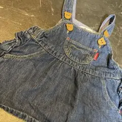 ミキハウスHot Biscuits デニムオーバーオールワンピース 70