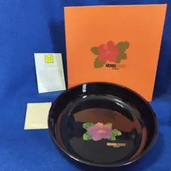 【未使用】ミチコロンドン コシノ 会津塗 丸盆 お盆 ハイビスカス柄